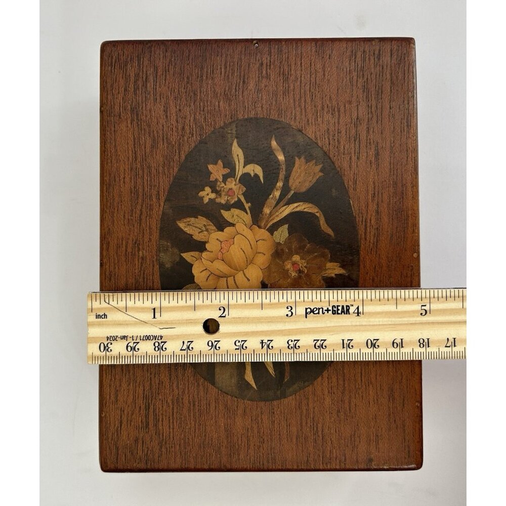Vintage Wooden Jewelry Keepsake Trinket Box Floral Grandmacore Cottagecore 7"x5" - Picture 9 of 10